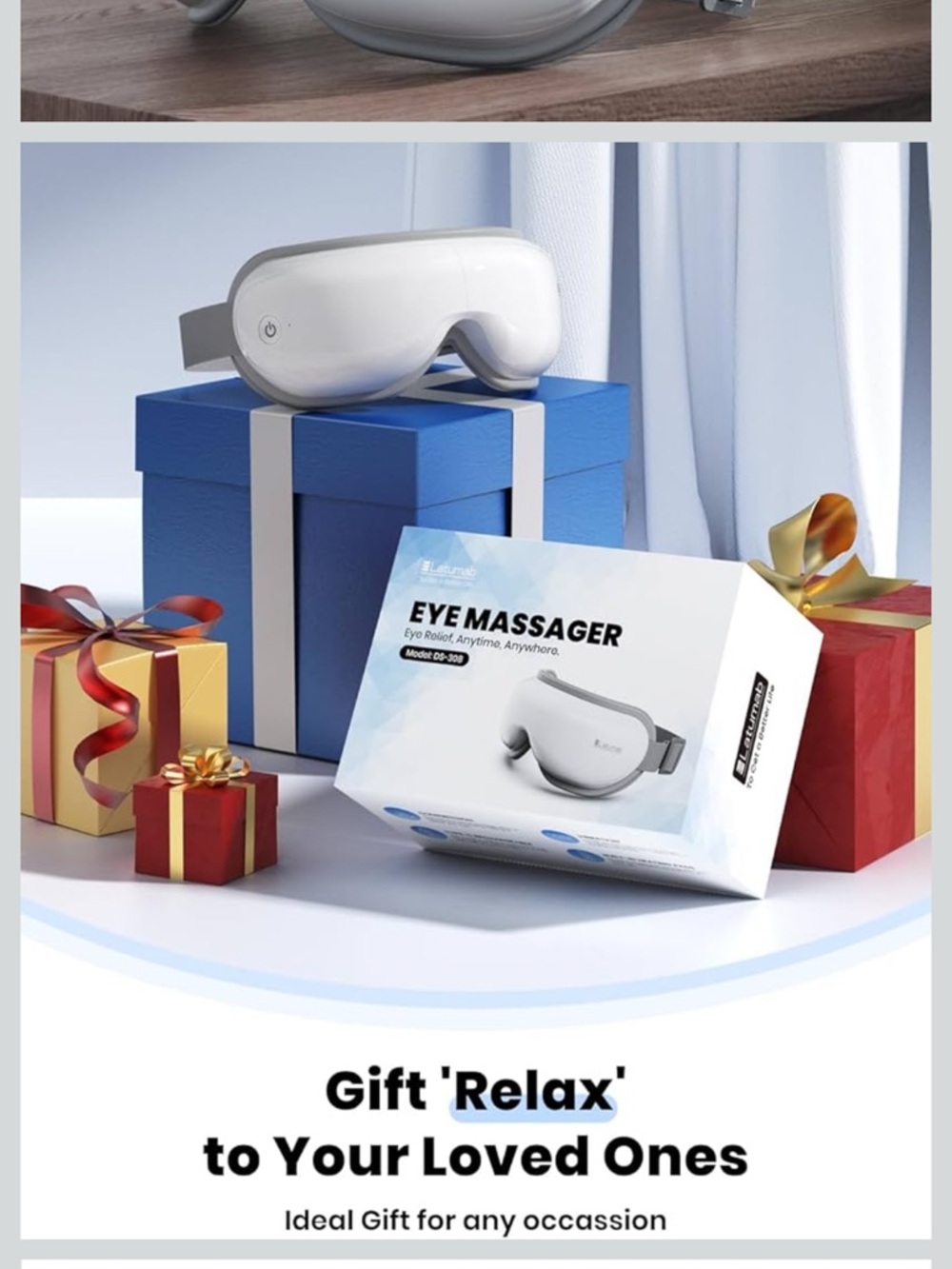 White Eye Massager with Heat & Vibration - Relaxation Mask